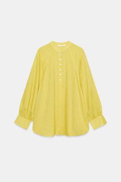 ZARA СВОБОДНАЯ РУБАШКА С РАМИ — ZW COLLECTION, ЖЕЛТЫЙ