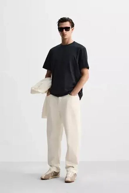 ZARA ФУТБОЛКА MEDIUM WEIGHT, ТЕМНО-СИНИЙ