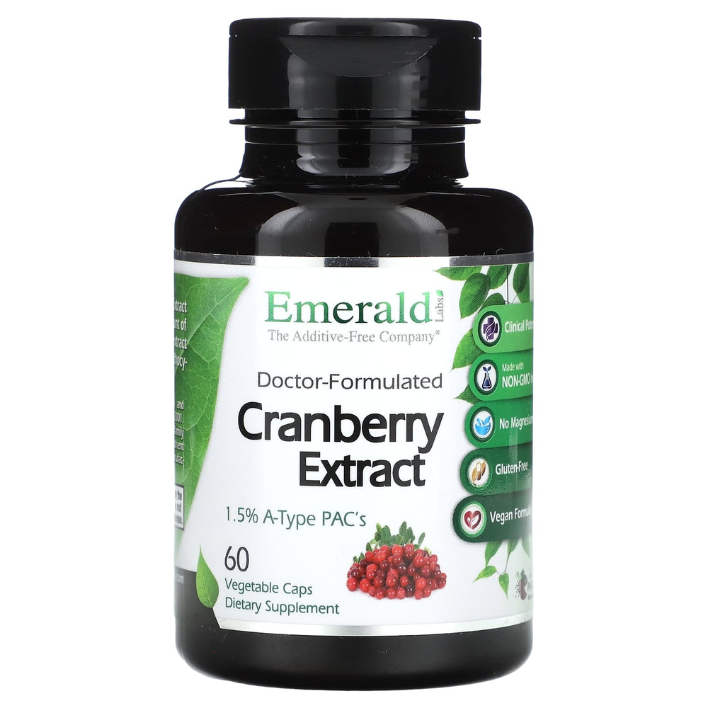 Emerald Laboratories, экстракт клюквы, 60 растительных капсул