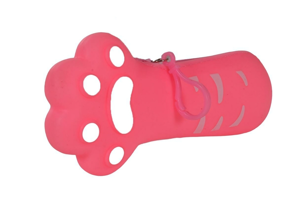 Косметичка "Лапка" с прицепом, 20*8,5*3 см, силикон, 3-4 цвета микс