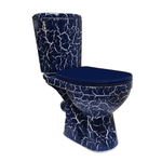 Унитаз-компакт "Комфорт" синий кракелюр (косой, нижн, сид. полип., 2-кн арм) (Rosa)