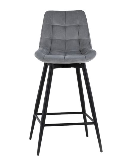 Стул барный Флекс с поворотным механизмом велюр велютто серый
