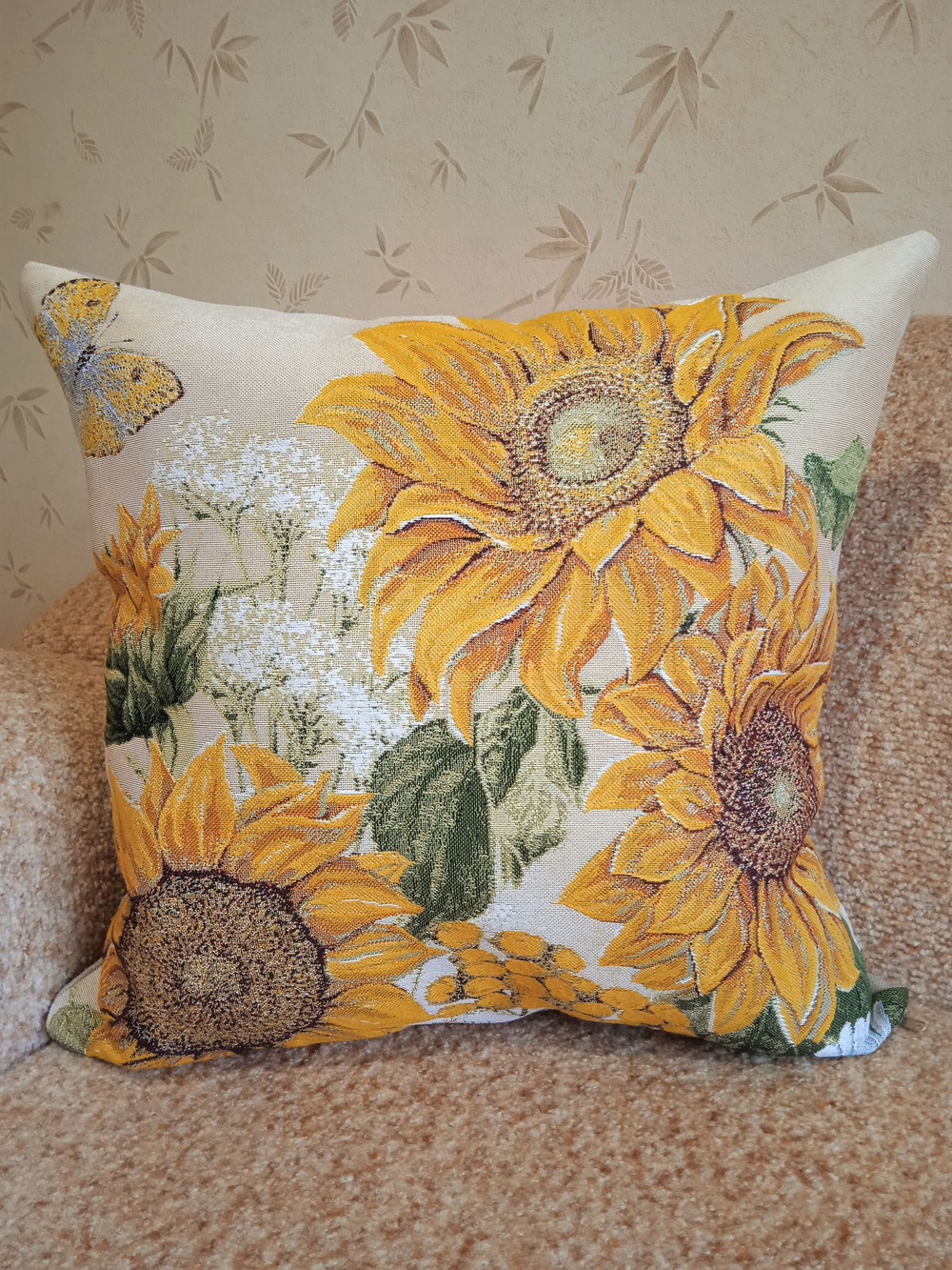 Набор гобеленовых чехлов на декоративные подушки Подсолнухи триптих 47х47 3 шт