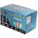 Гирлянда для дома ЗАНАВЕС «Водопад» ш1,5* в2,5 м 240 ламп LED, прозрач.пров, 8 реж, IP-20, Мультицвет (возможность соединения)