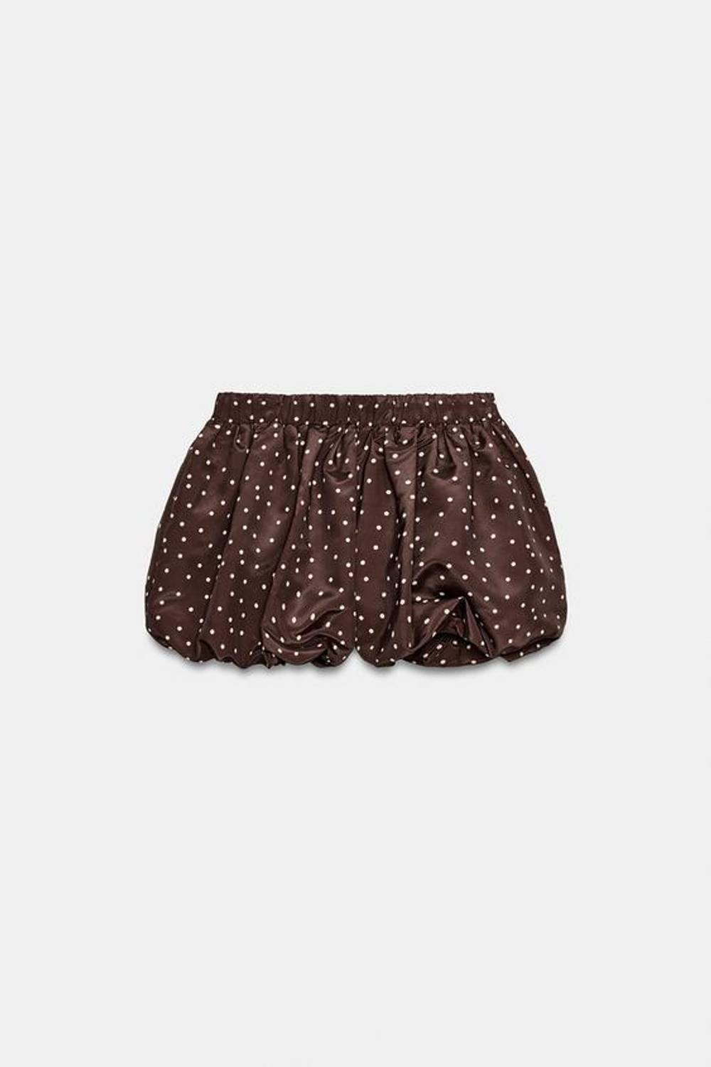 ZARA ЮБКА-ШОРТЫ-БАЛЛОН В ГОРОШЕК, КОРИЧНЕВЫЙ