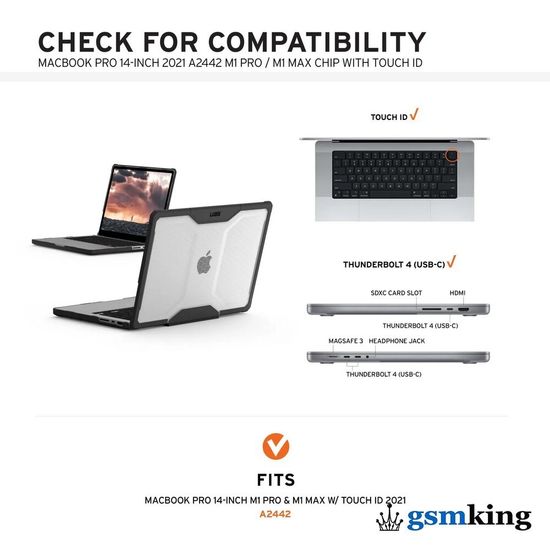 UAG Plyo Series Case for Apple MacBook Pro 14-inch (M1 PRO / M1 ﻿MAX) (2021) Ice (Прозрачный) 134000114343