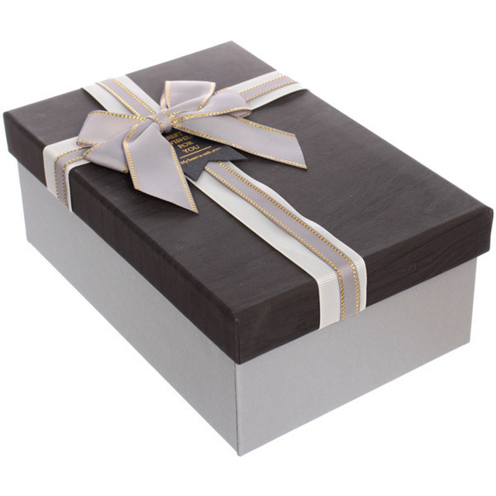 Коробка подарочная «Нежный бант» 21*14*8 см, графит