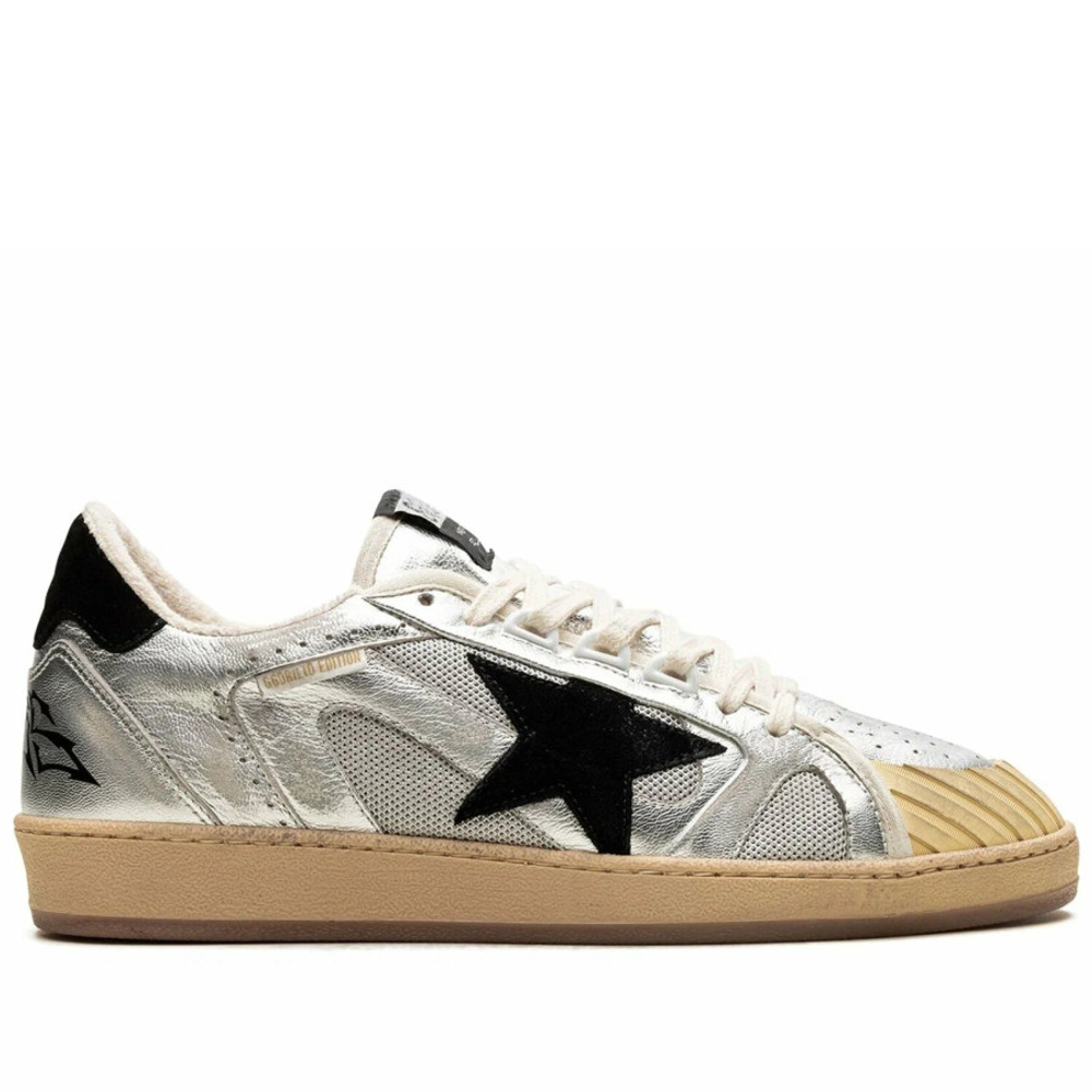 Женские Golden Goose Ball Star LAB in Silver Leather with Black Suede Star and Heel Tab