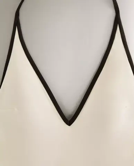 ZARA HOME КУПАЛЬНИК С КОНТРАСТНЫМИ БРЕТЕЛЯМИ, ЭКРЮ