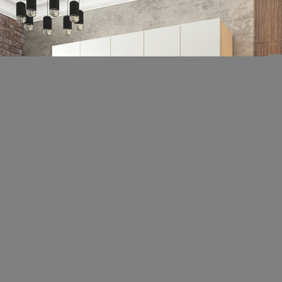 Шкаф Агератум МДФ четырехсекционный с антресолью и стеллажом Лайн керамика (0,27) А10032 матовая - Дуб Сонома 3025  210*45*240