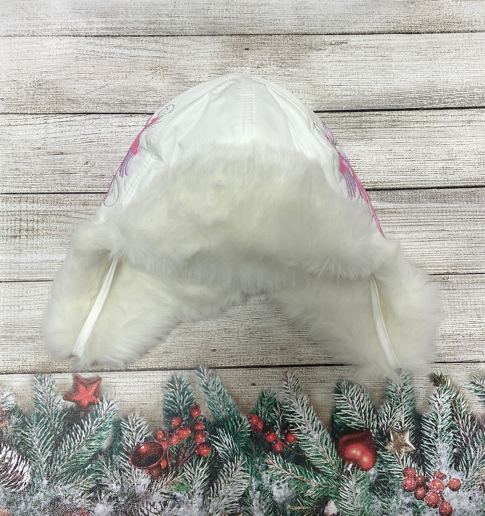 Шапка детская АРТ: 3-231 (Белая с павлином)