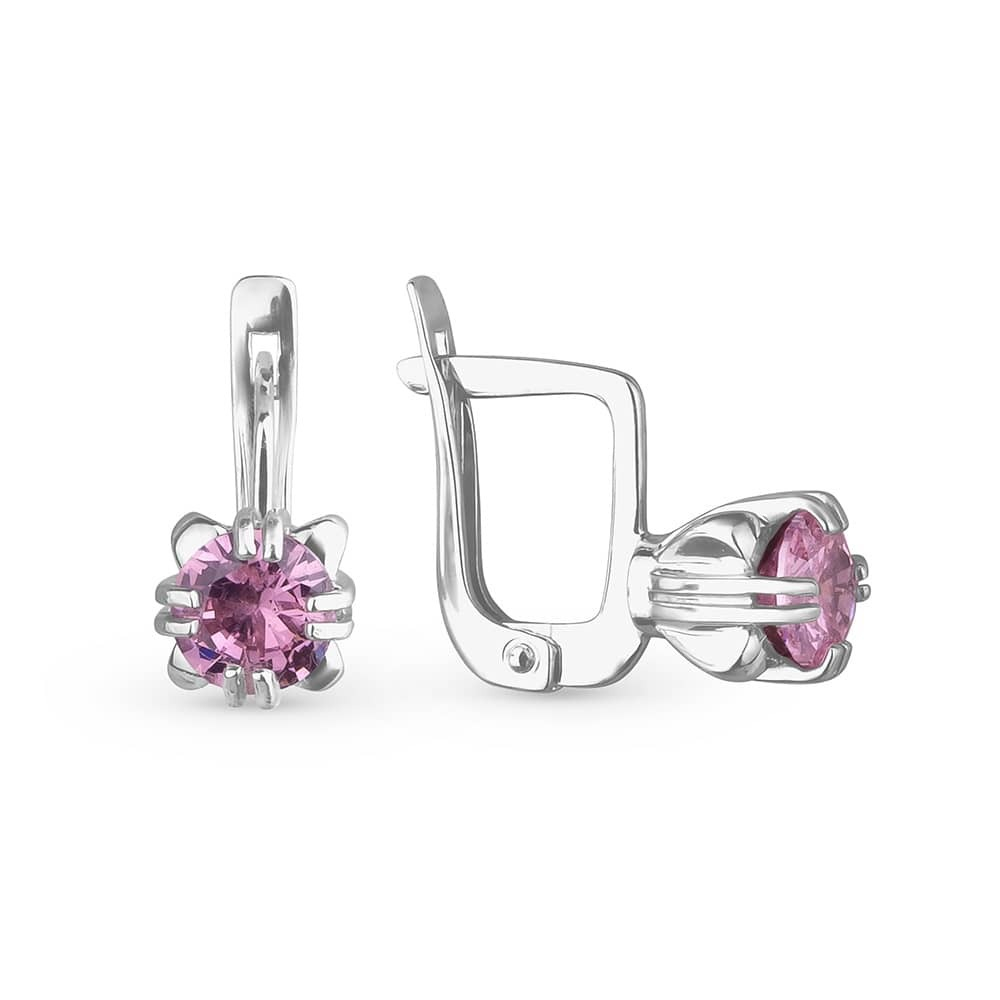 Серьги из серебра с фианитами