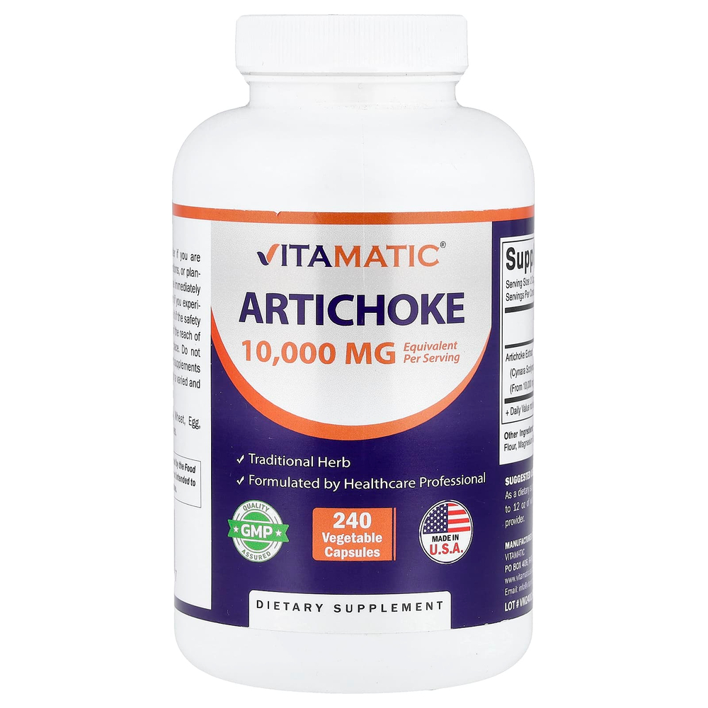 Vitamatic, артишок, 240 вегетарианских капсул (5000 мг в 1 капсуле)