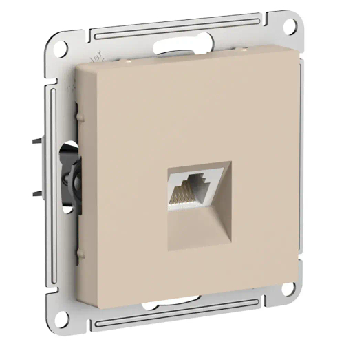 Atlas Desing Розетка компьютерная RJ45 кат. 6A, механизм, Песочный