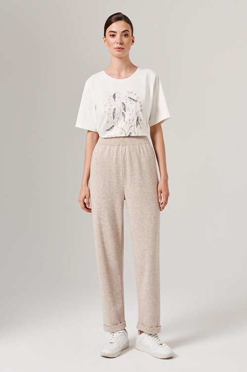 31113 Брюки женские (серо-бежевый меланж)