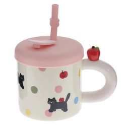 GAEM Кружка с крышкой и трубочкой, 330 мл, L14 W9 H14 см, 4в.