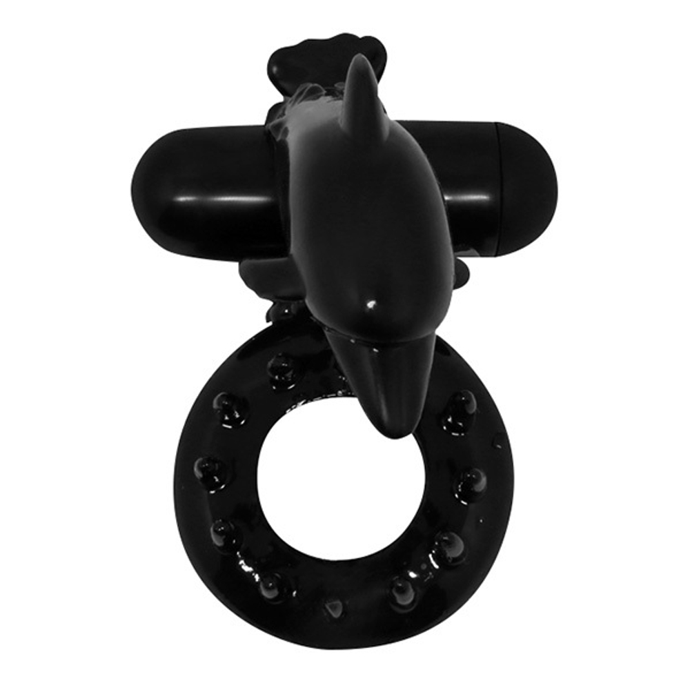 Чёрное эрекционное виброкольцо-дельфин 3,8см Baile Sweet Ring BI-010133-2