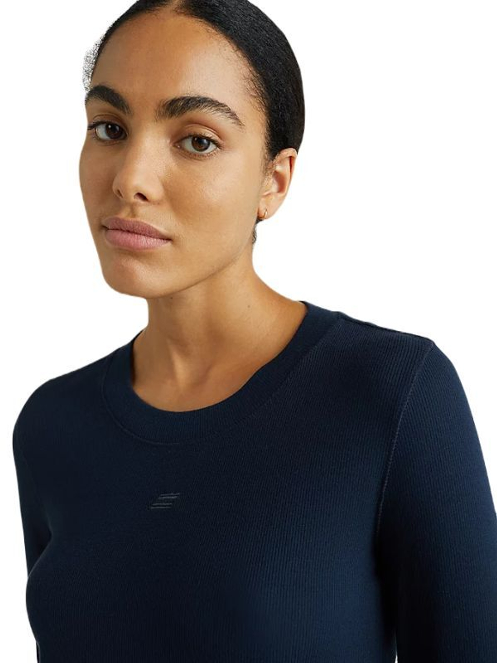 Женская теннисная футболка (dł. Рукава) Tommy Hilfiger Slim Soft Modal Rib Cropped Tee - Бирюзовый