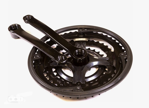 Шатуны-система TRIX, 3ск., 1/2"х3/32", 28/38/48 зуб., сталь с защитой; шатуны 170мм, сталь, резьба 9/16", под квадрат, черные (12)