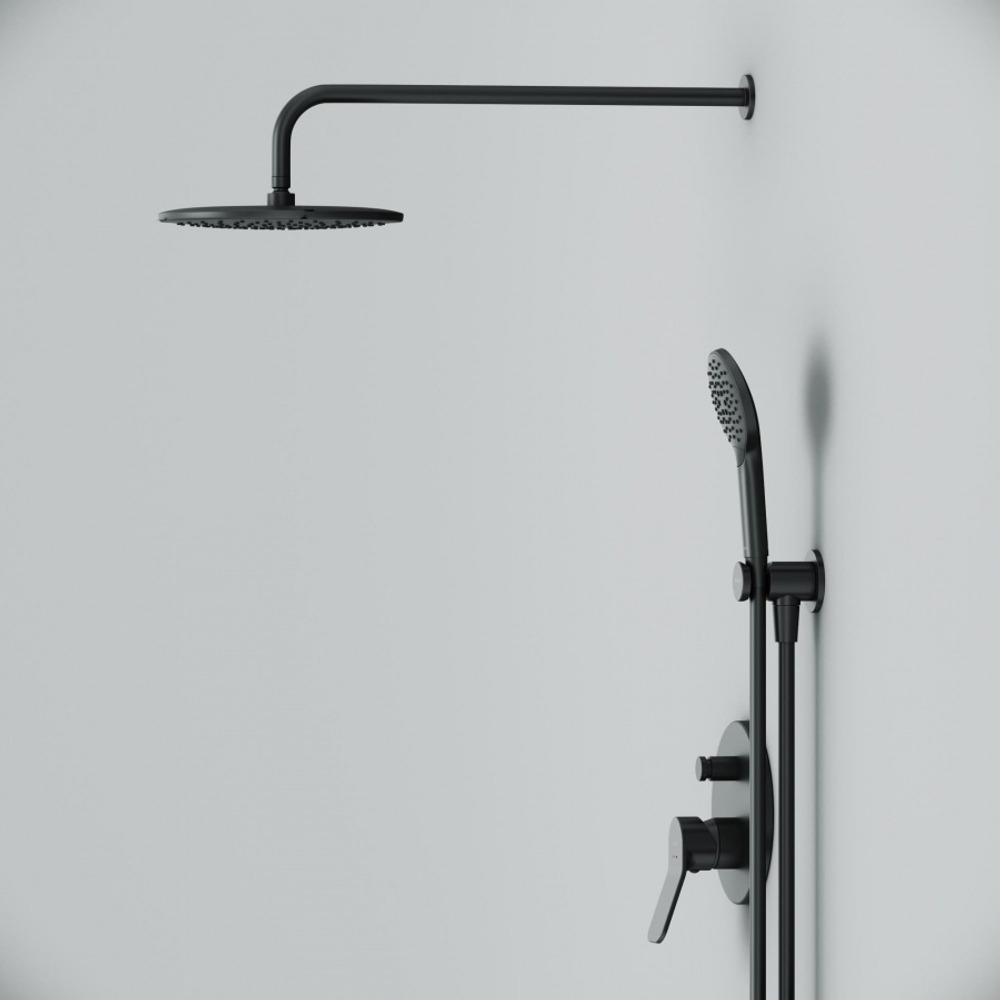 Набор: смеситель для ванны и душа, верхний душ с держателем, душевой набор и шланговое присоединение AM.PM X-Joy FB85A1RH22