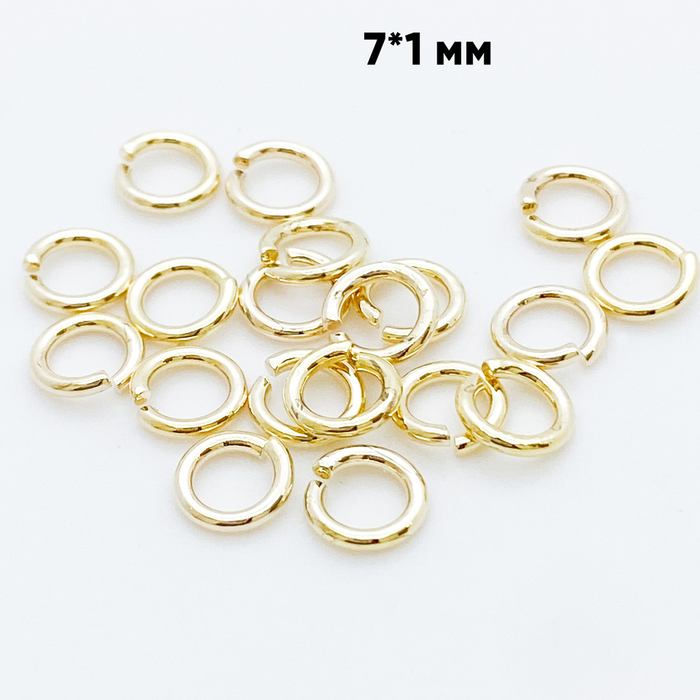 Колечки соединительные, цвет золото, размер 7 мм, толщина 1,2 мм, цена за 10 шт
