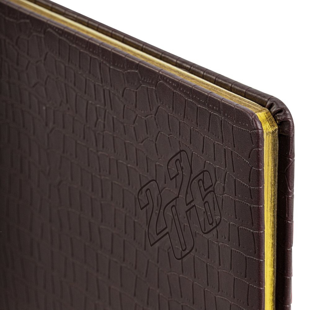 Еженедельник датированный 2026 210х297 мм А4 BRAUBERG "Comodo" под кожу коричневый (117152)