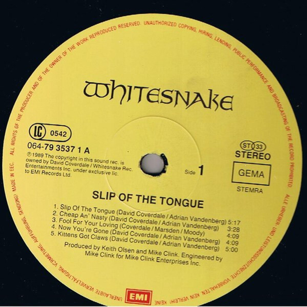 Whitesnake / Slip Of The Tongue (LP)