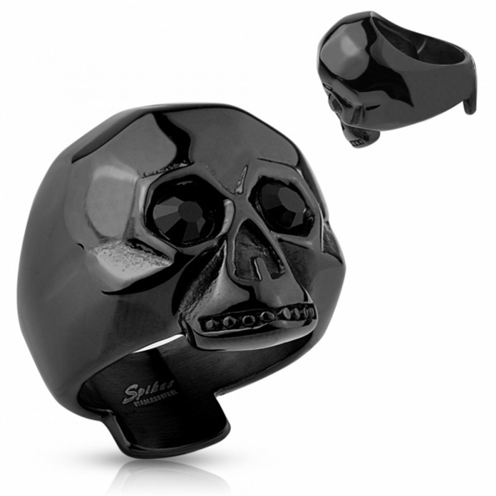 Перстень "Чёрный череп" SPIKES R-S1021+