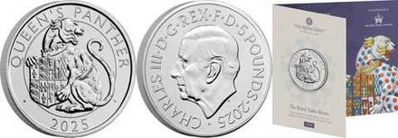 Великобритания 5 фунтов, 2025 Звери Тюдоров - Пантера королевы