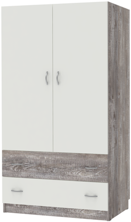 Шкаф 2-х створчатый КарИВи Кадет Бетон Белый