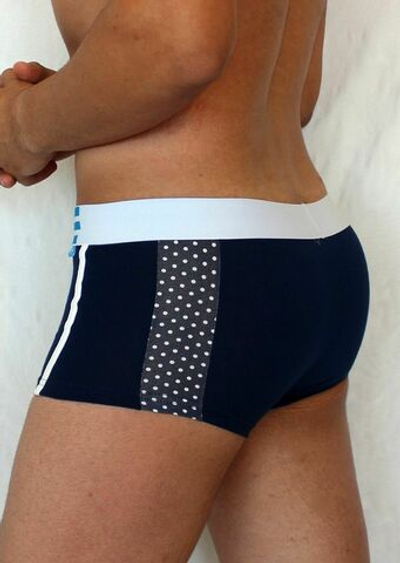 Темно-синие мужские трусы-боксеры со вставкой в горох (Размер: M) (Цвет: темно-синий)