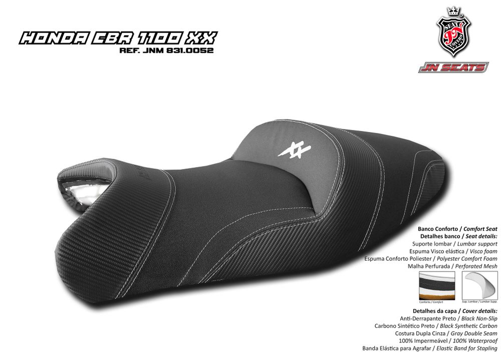 Honda CBR1100XX Blackbrird JN сиденье Комфорт Противоскользящее из поролона &quot;с памятью&quot; + вискоза