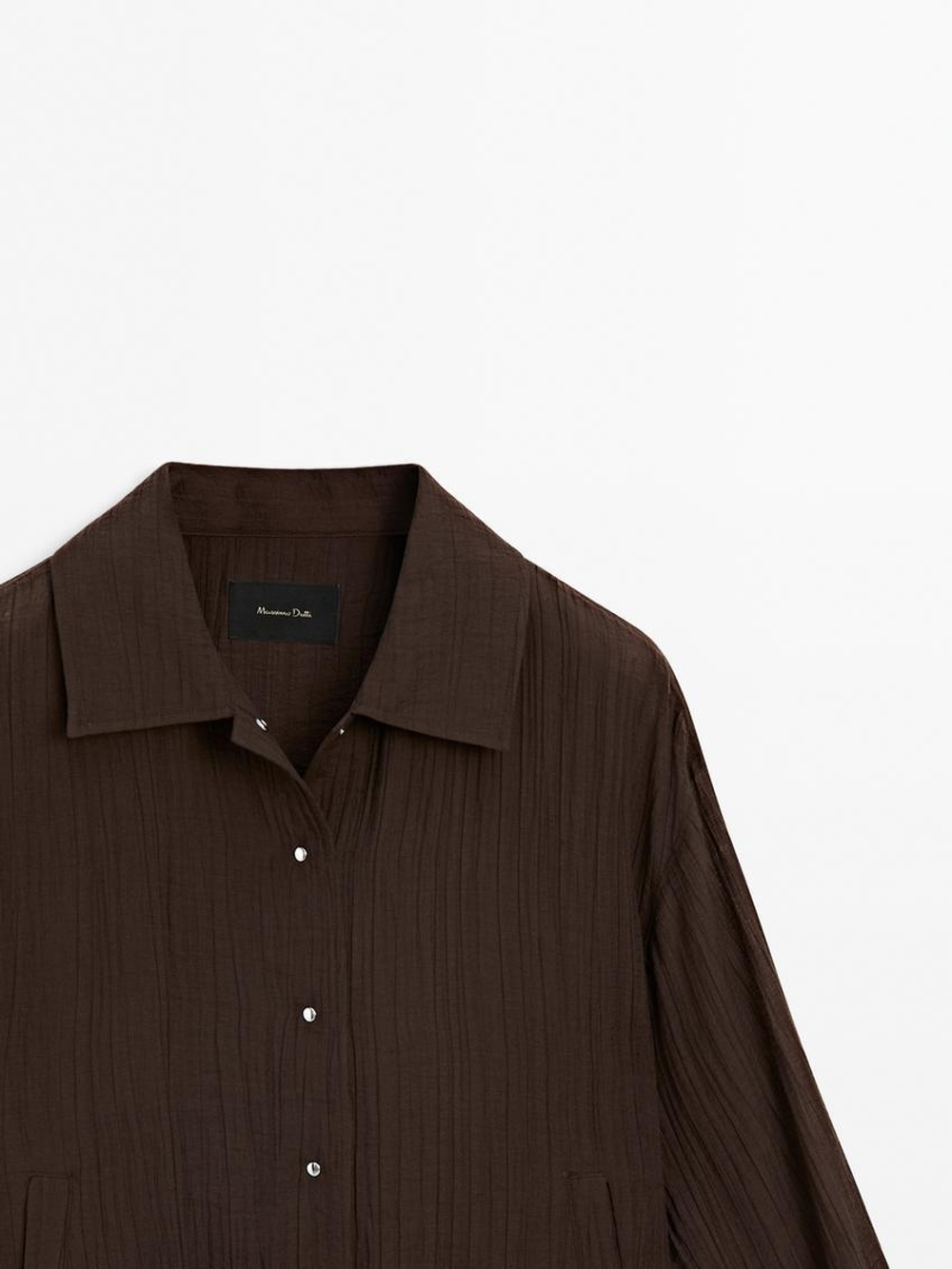 Massimo Dutti Куртка-бомбер из струящейся ткани, коричневый