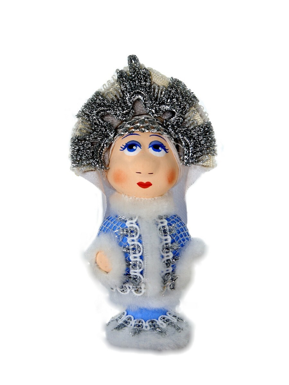 Кукла потешка Снегурочка. Игрушка фарфоровая ручной работы. Новогодний подарок