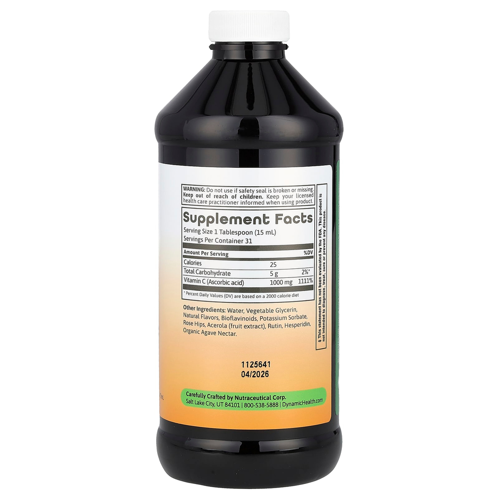 Dynamic Health, Жидкий витамин С, натуральные ароматизаторы со вкусом цитрусовых, 1000 мг, 473 мл (16 жидк. унций)