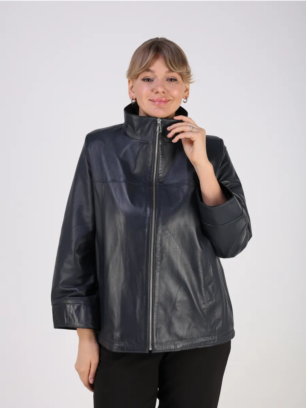 Кожаная куртка демисезонная натуральная оверсайз