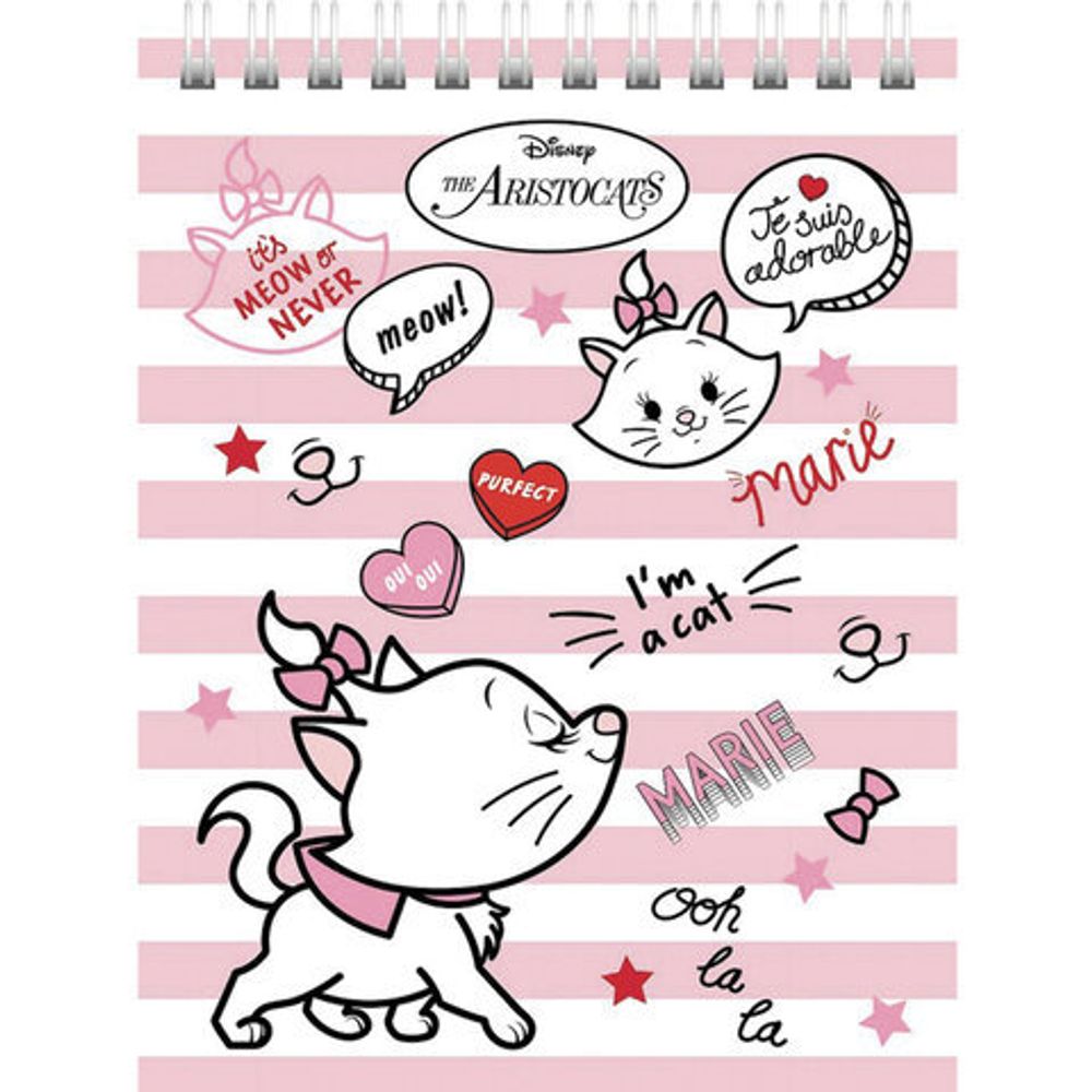 Блокнот МАЛЫЙ ФОРМАТ (110х145 мм), А6, 40 л., гребень, картон, клетка, HATBER, "Кошечка Мари", 40Б6В1гр