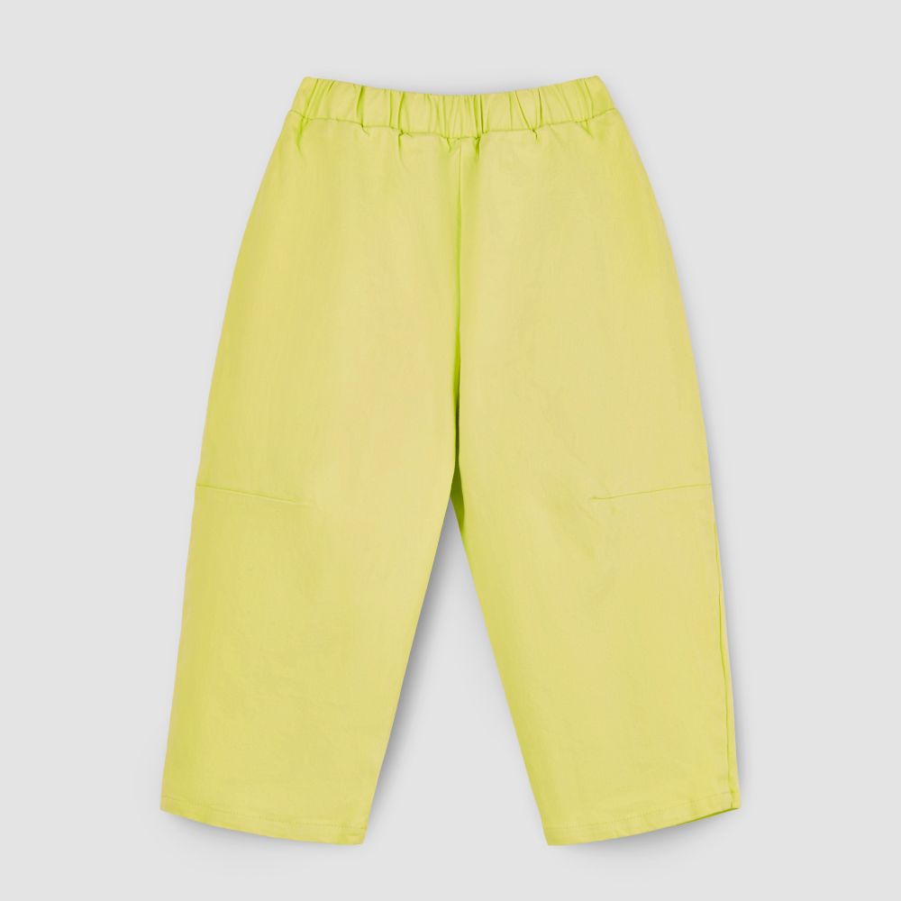 Широкие брюки из вареного денима бананового цвета