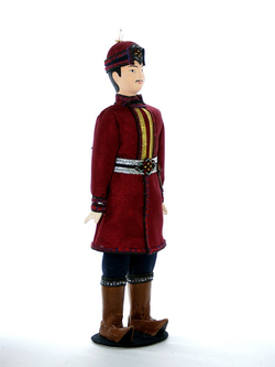 Кукла сувенирная фарфоровая. Астраханская губ. Калмыцкий праздничный мужской костюм. К.18-н.19 в.