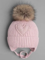 Шапка зимняя вязаная с помпоном для девочки