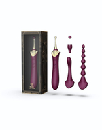 Сливовый вибратор с 4 сменными насадками Bess 2 (Цвет: сливовый)