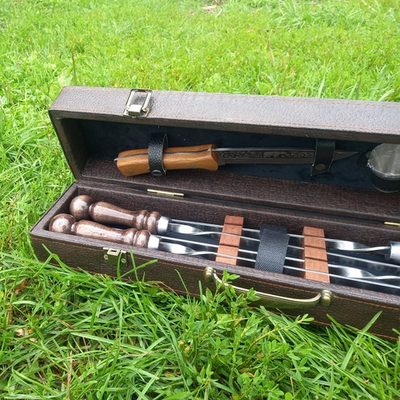 Набор с шампурами Квартет, 9 предметов на 4 персоны, кейс экокожа