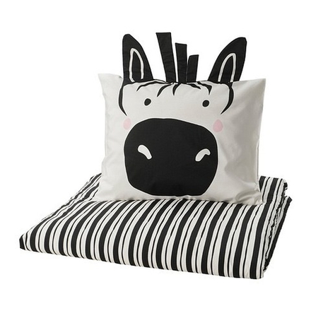 НАТТХЭГЕР NATTHАGER Пододеяльник и наволочка 150x200/50x60 см, черный/зебра