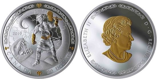 В Канаде отчеканена позолоченная монета с изображением бога Тора