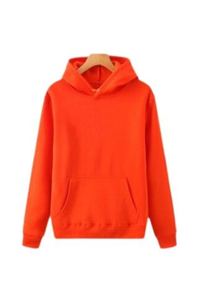 wonterkite Wonterkite Мужская 3-х нитевая базовая оранжевая толстовка с капюшоном больших размеров