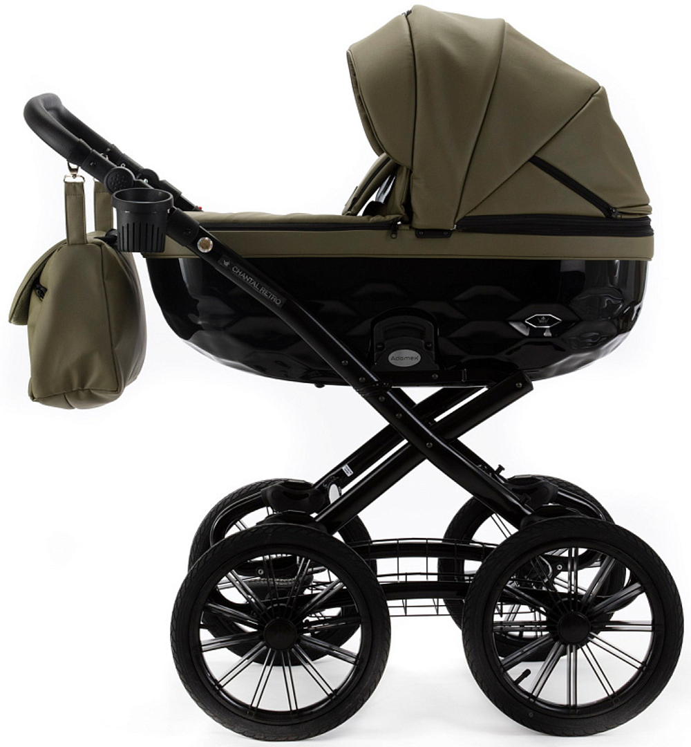 Детская коляска Adamex Chantal Retro Deluxe 2 в 1 C-SA21 (ХАКИ КОЖА)