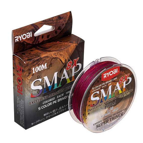 Шнур SMAP PE8X-100M 3.5# Multi Colour 0,31мм Ryobi