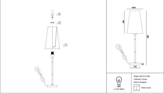 Настольная лампа Maytoni Zaragoza H001TL-01BS