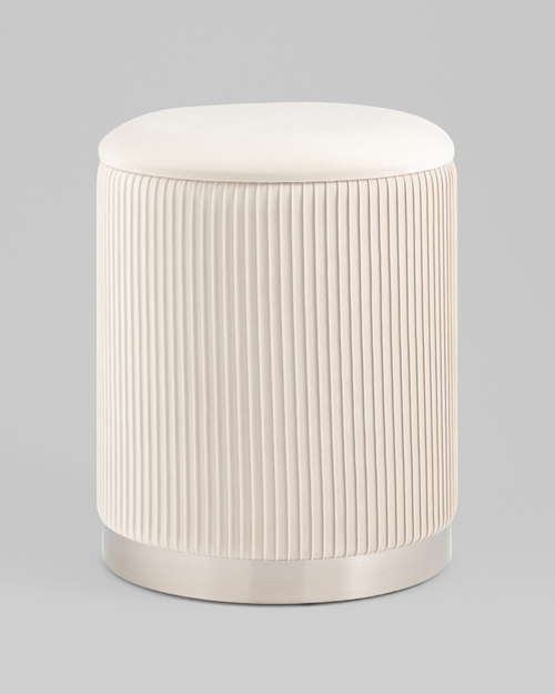 Пуф Шарлотта с ящиком серебро велюр бежевый