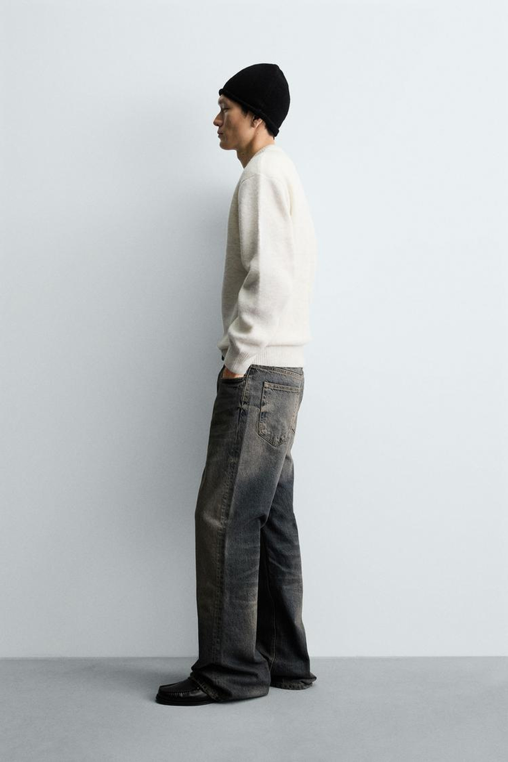 ZARA ДЖЕМПЕР СВОБОДНОГО КРОЯ, ЖЕЛТОВАТО-БЕЛЫЙ